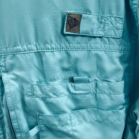 Reel Legends Men Shirt Small Blue Button Front Long Sleeve Fishing Vented Pocket - Picture 3 of 10